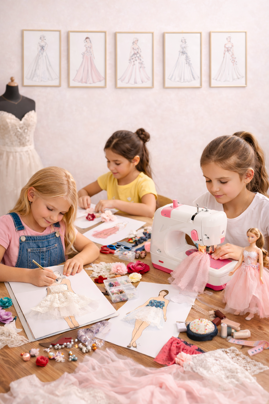 סדנת עיצוב שמלות לילדות בסלון Foxes Dresses